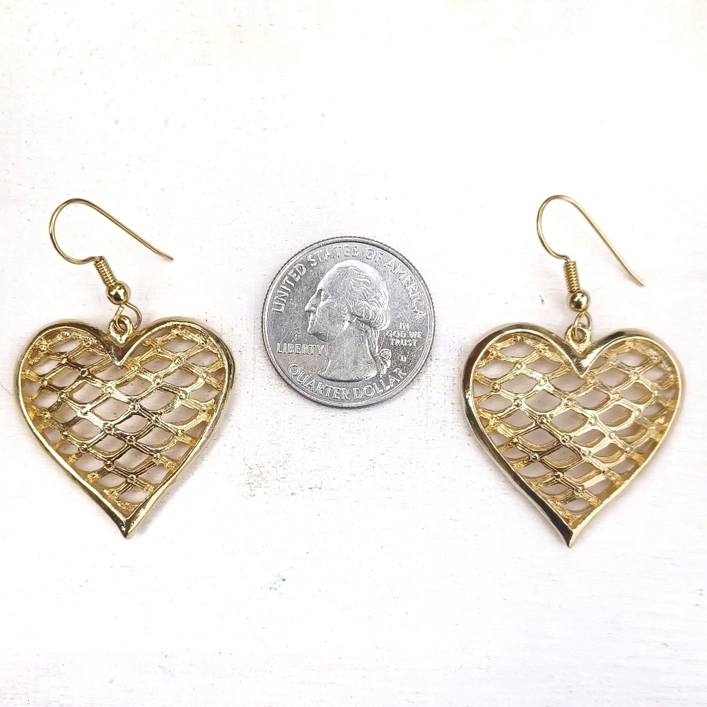 Gold Heart Earrings - Picture 2 of 10